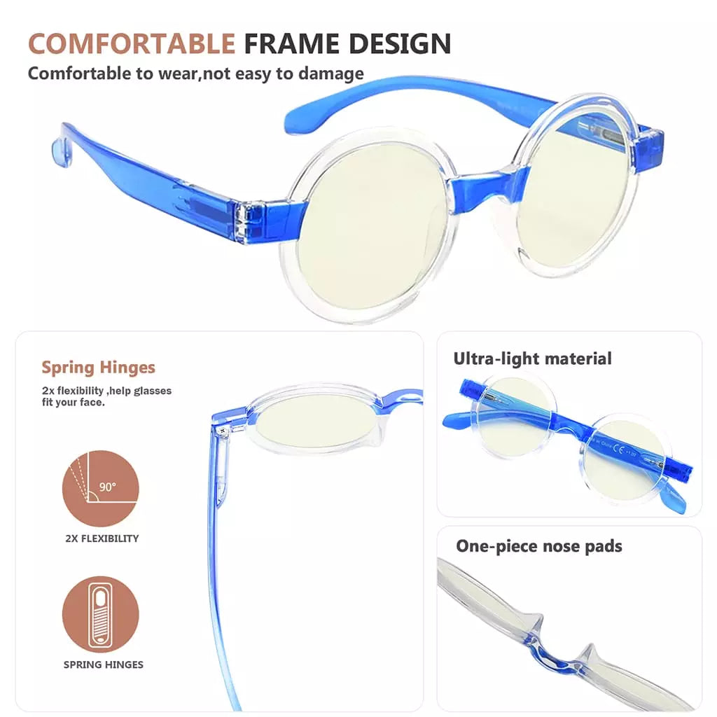 Small Round Blue Light Blocking Reading Glasses Women
