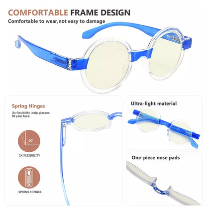 Small Round Blue Light Blocking Reading Glasses Women