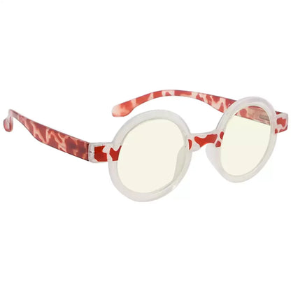 Small Round Pattern Blue Light Blocking Reading Glasses Women