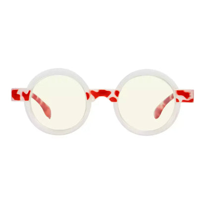 Small Round Pattern Blue Light Blocking Reading Glasses Women