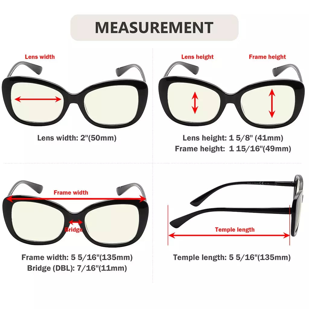 Oversized Blue Light Blocking Reading Glasses Women