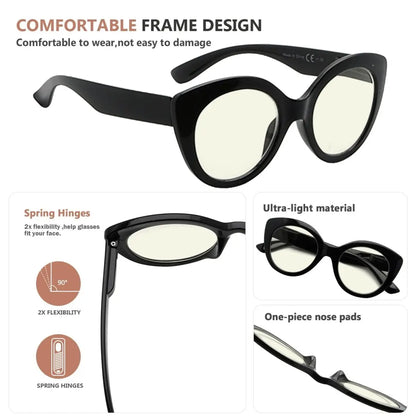 Round Blue Light Blocking Reading Glasses For Women