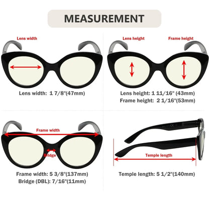 Round Blue Light Blocking Reading Glasses For Women