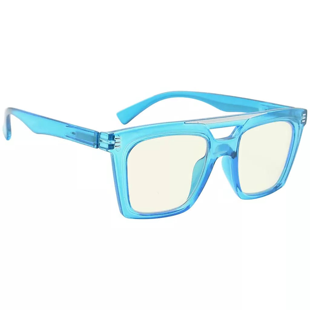 Square Blue Light Blocking Reading Glasses Double Bridge Women Men