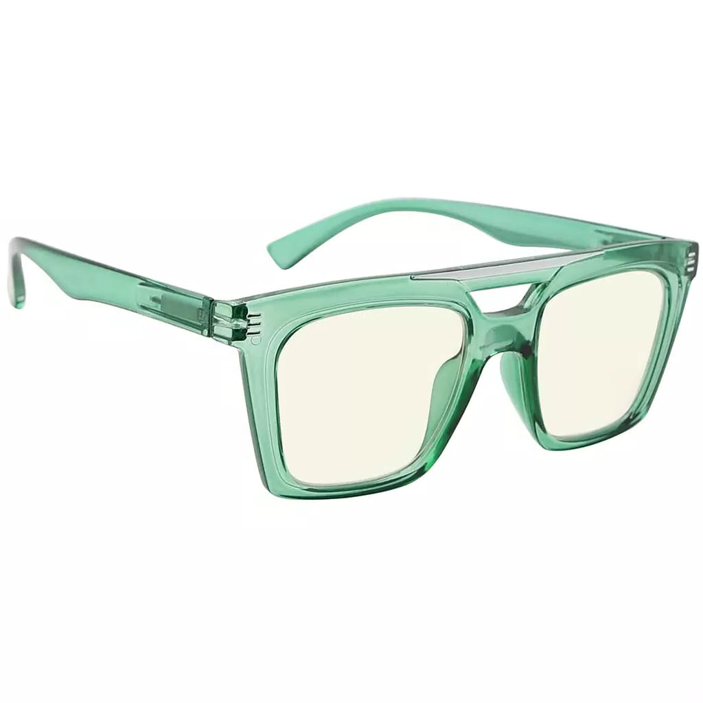 Square Blue Light Blocking Reading Glasses Double Bridge Women Men