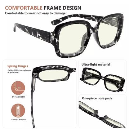 Square Blue Light Blocking Reading Glasses Women
