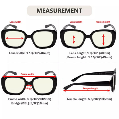 Square Blue Light Blocking Reading Glasses Women