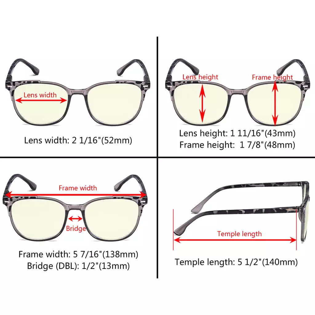 Oversized Pattern Blue Light Blocking Reading Glasses for Women