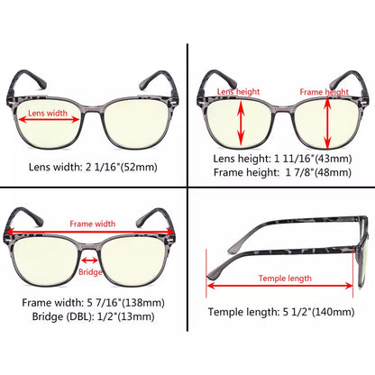 Oversized Pattern Blue Light Blocking Reading Glasses for Women
