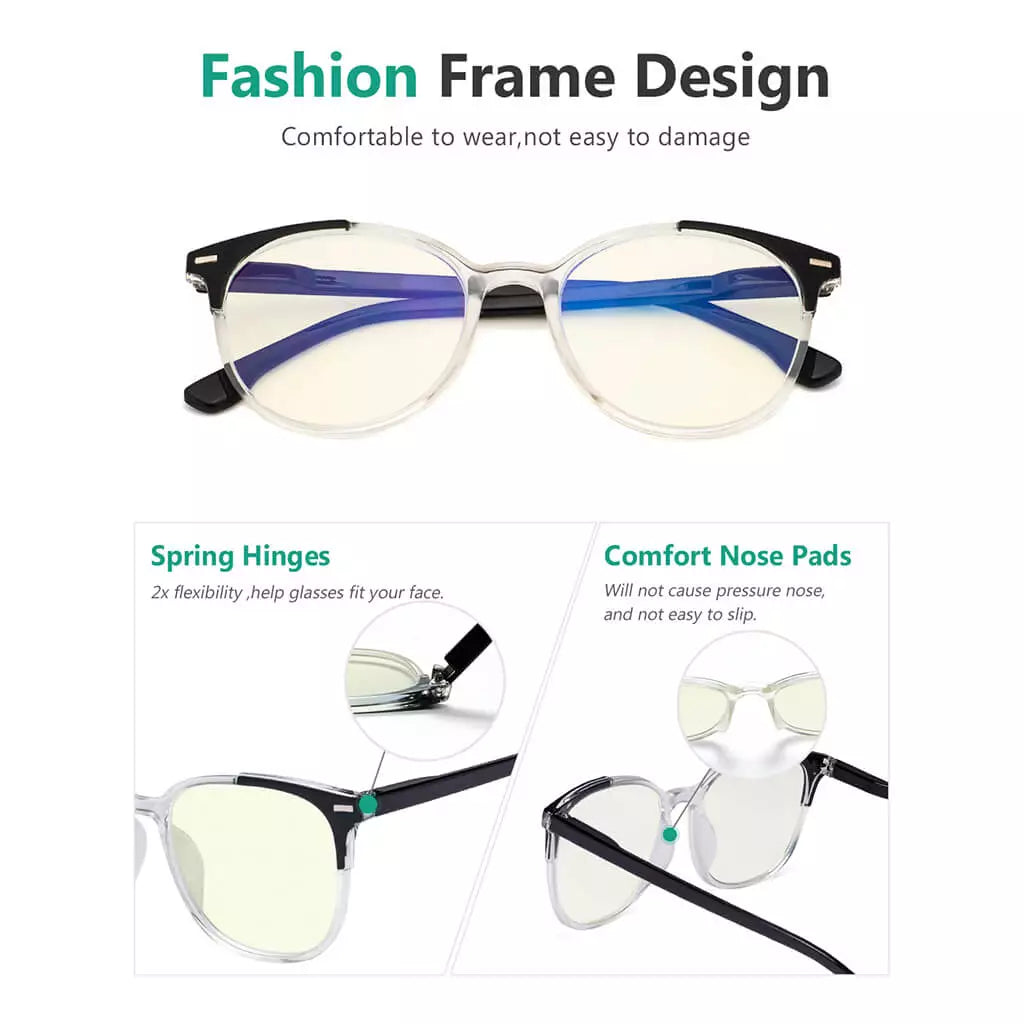 Round Reading Glasses Blue Light Blocking Women
