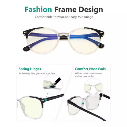 Round Reading Glasses Blue Light Blocking Women