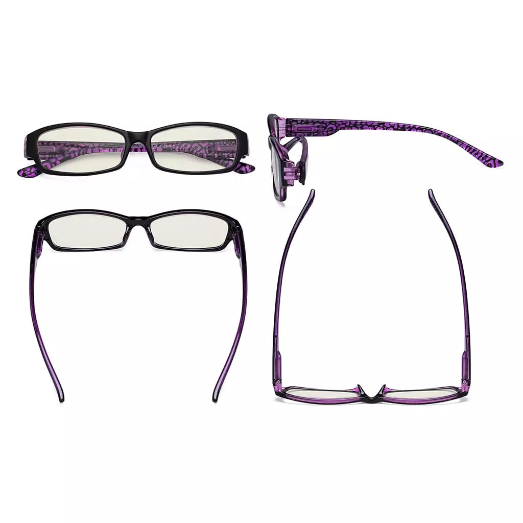 Patterned Arms Blue Light Blocking Reading Glasses Women