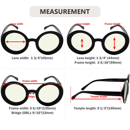 Round Oversized Blue Light Blocking Reading Glasses For Women