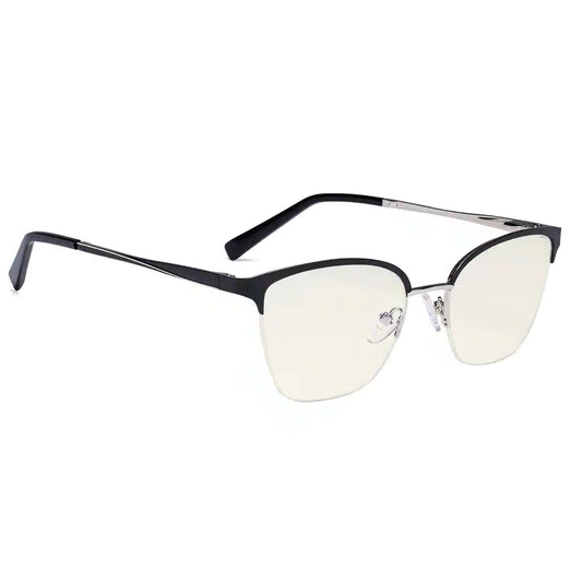 Half Rim Blue Light Blocking Glasses Light Yellow Tinted Women