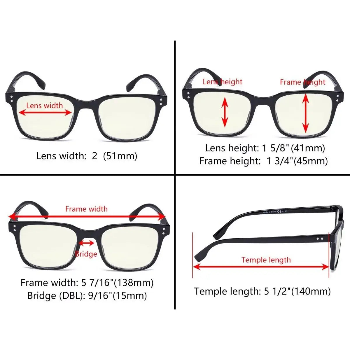 Square Blue Light Blocking Reading Glasses For Men Women