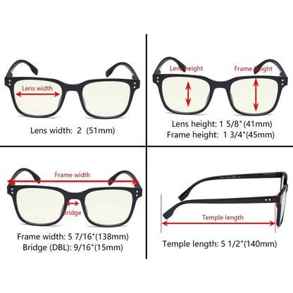Square Blue Light Blocking Reading Glasses For Men Women