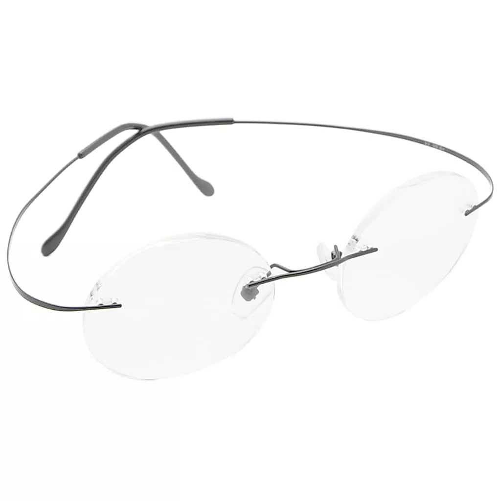 Titanuim Rimless Round Glasses for Women Men