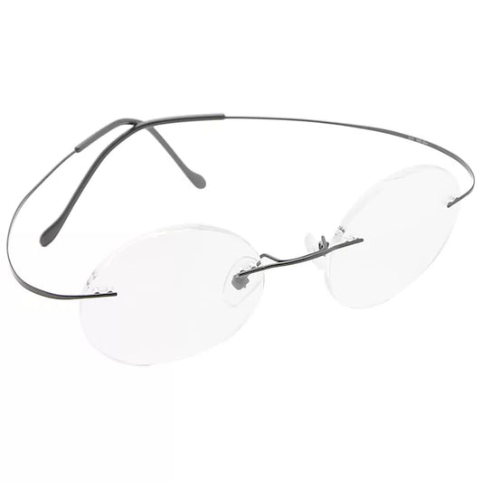 Titanuim Rimless Round Glasses for Women Men