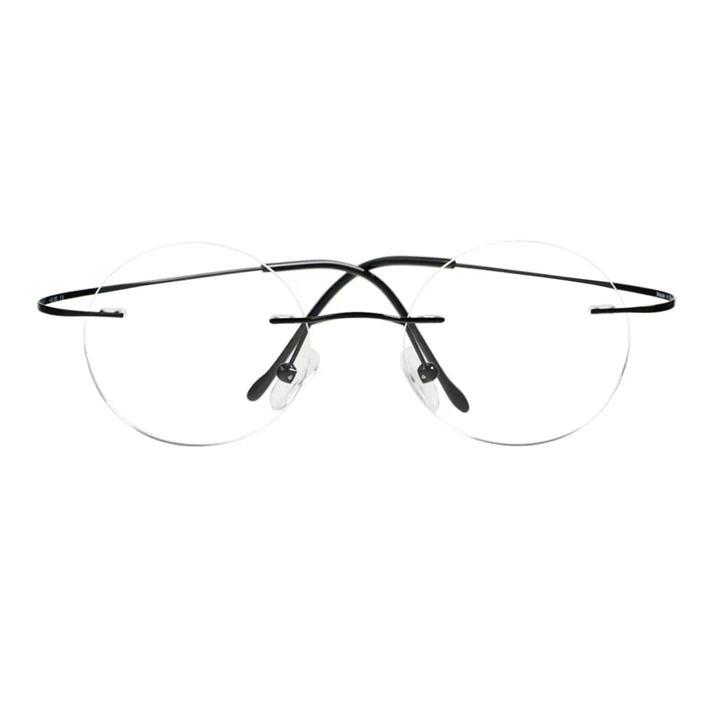 Titanuim Rimless Round Glasses for Women Men