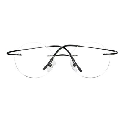 Titanuim Rimless Round Glasses for Women Men