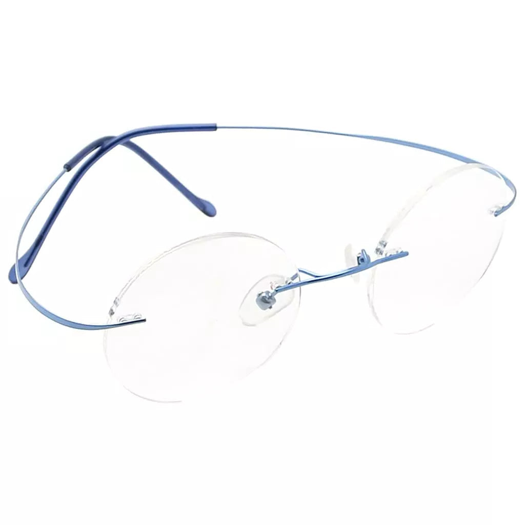 Titanuim Rimless Round Glasses for Women Men