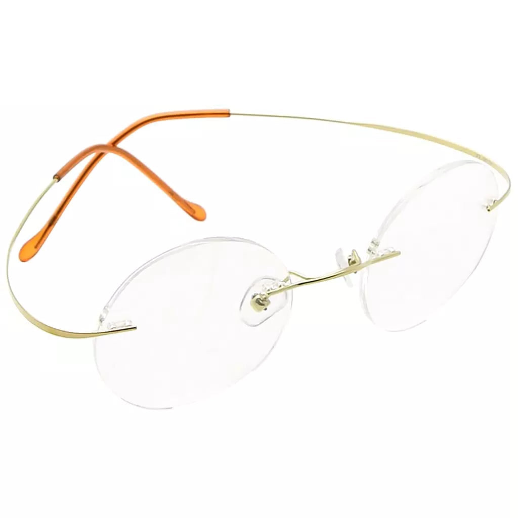 Titanuim Rimless Round Glasses for Women Men