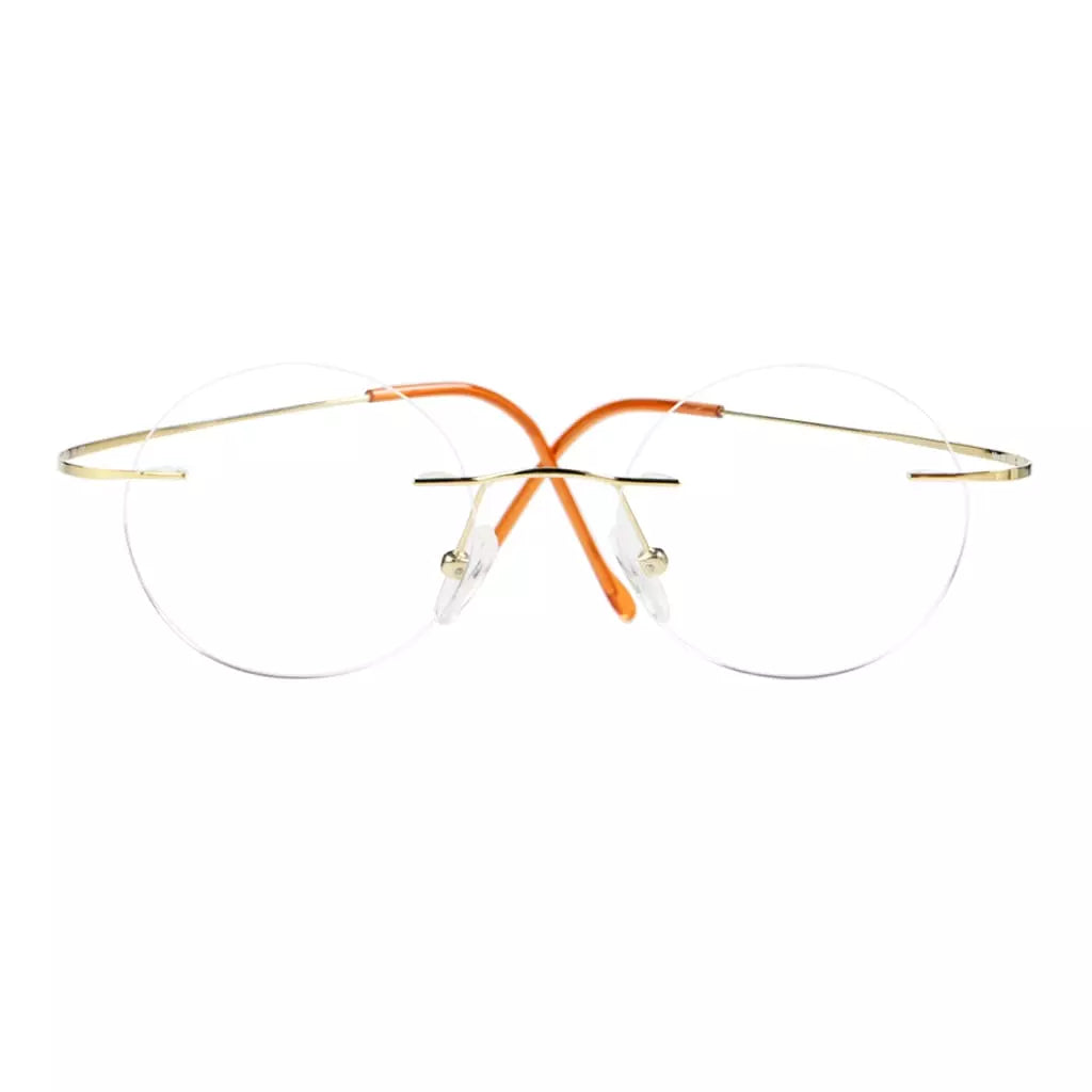 Titanuim Rimless Round Glasses for Women Men