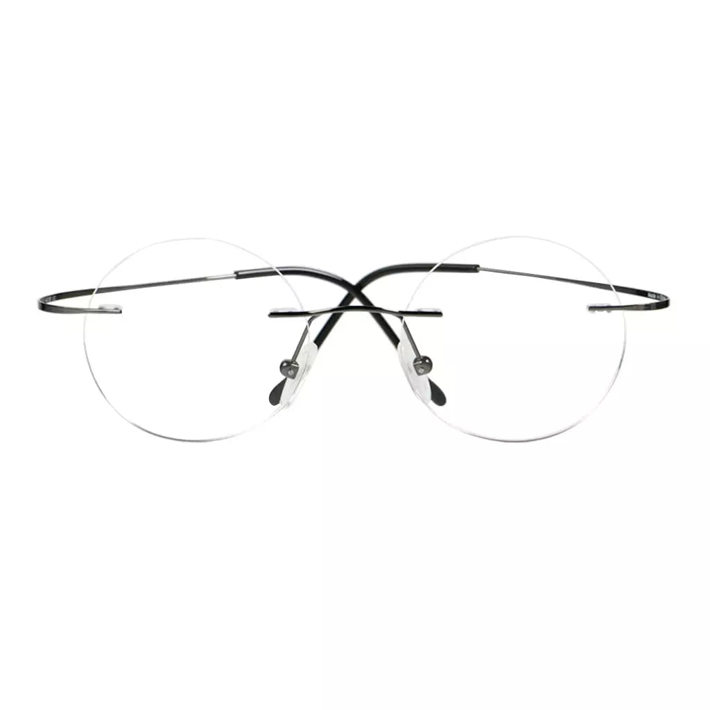 Titanuim Rimless Round Glasses for Women Men
