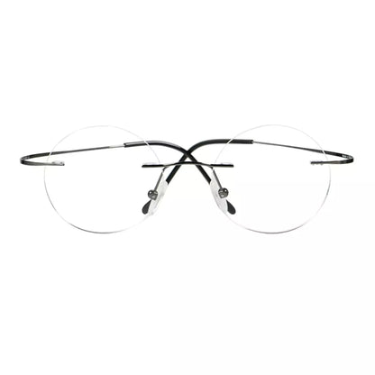 Titanuim Rimless Round Glasses for Women Men