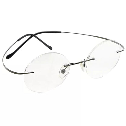 Titanuim Rimless Round Glasses for Women Men
