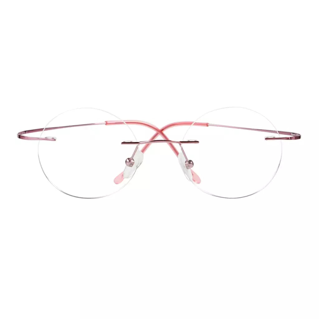 Titanuim Rimless Round Glasses for Women Men