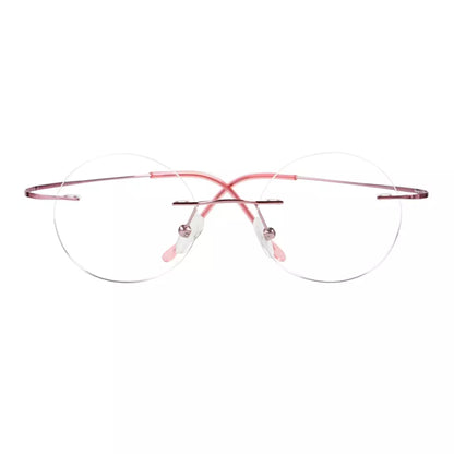 Titanuim Rimless Round Glasses for Women Men