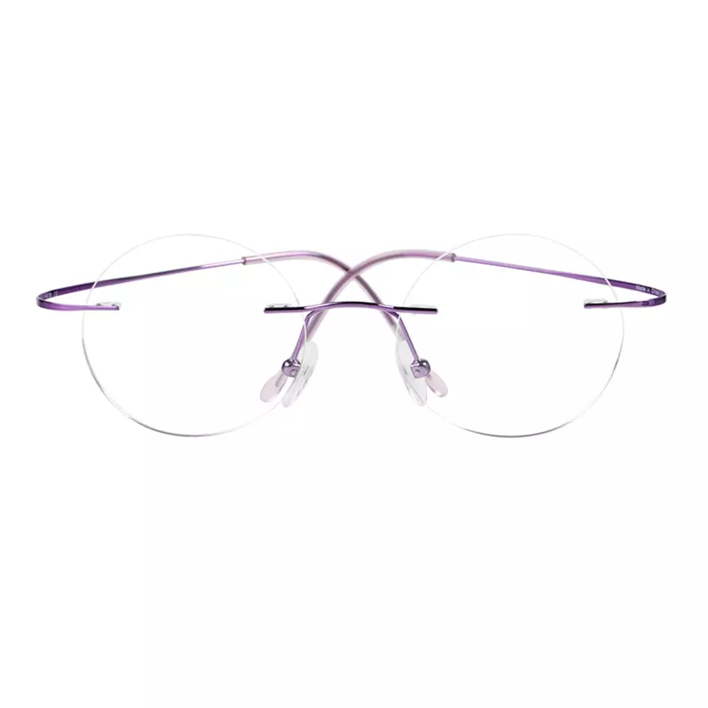 Titanuim Rimless Round Glasses for Women Men