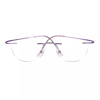 Titanuim Rimless Round Glasses for Women Men