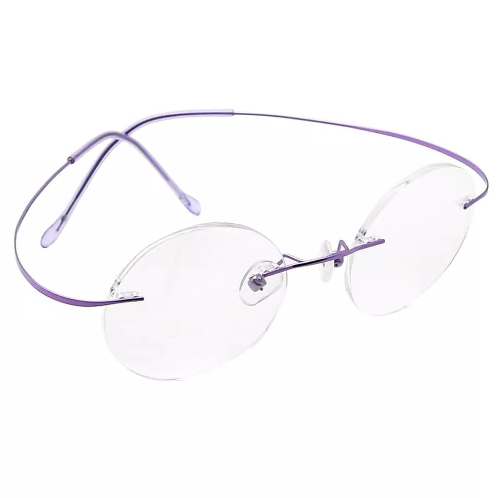 Titanuim Rimless Round Glasses for Women Men