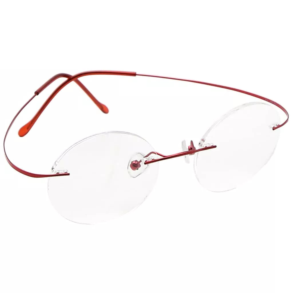 Titanuim Rimless Round Glasses for Women Men