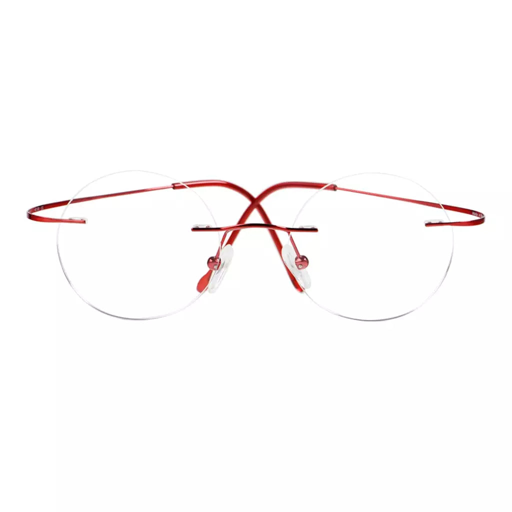 Titanuim Rimless Round Glasses for Women Men