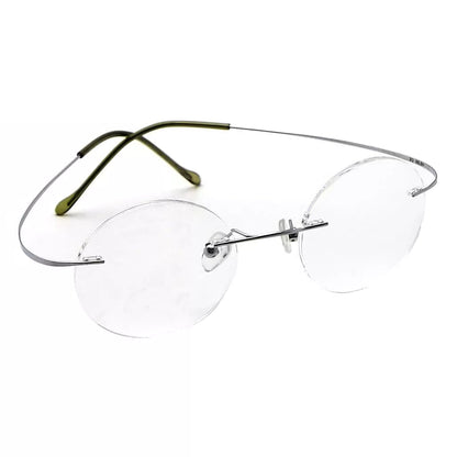 Titanuim Rimless Round Glasses for Women Men