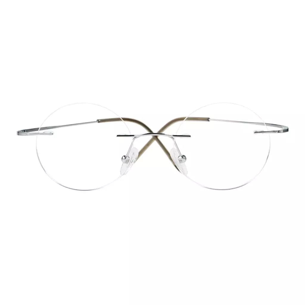 Titanuim Rimless Round Glasses for Women Men