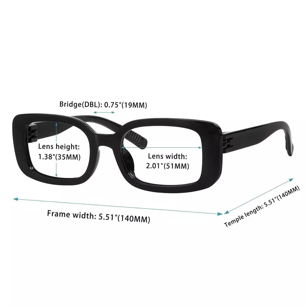 Reading Glasses Rectangle Metalless Screwless Spec Women Men